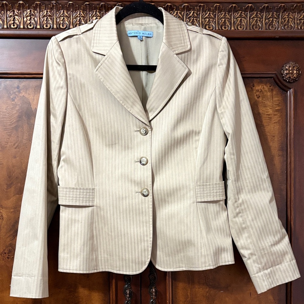 ANTONIO MELANI Beige Striped Blazer